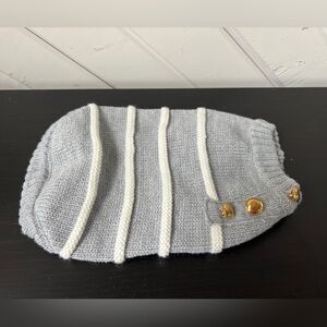 Draper James Gray & White Striped Gold Button Dog Sweater XS